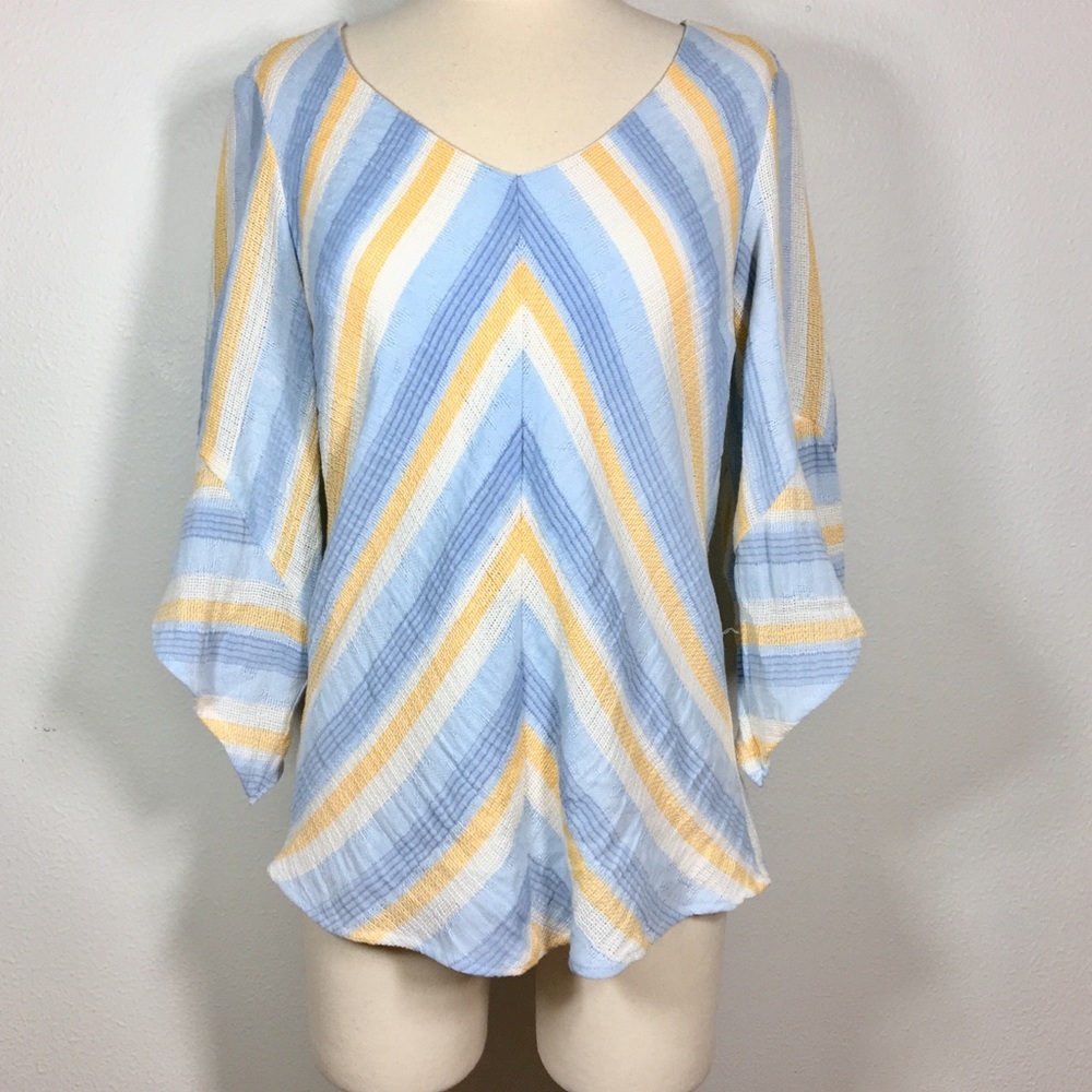 DREW Blouse blue white yellow sz.s